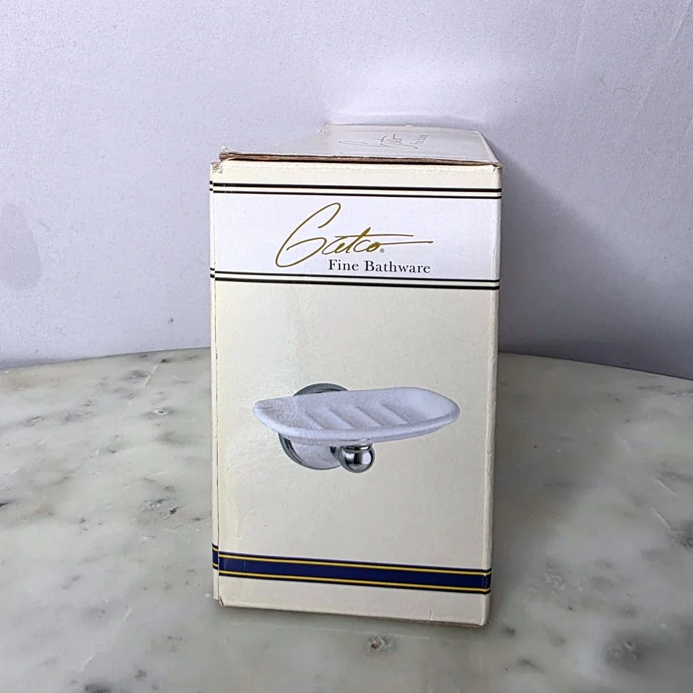 Gatco Franciscan Soap Holder Chrome White Ceramic Wall Mount 2066 NEW Deadstock